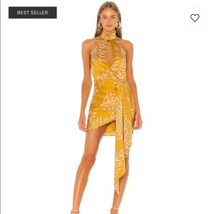 Antonia Mini Dress in Gold Tropical Camila Coelho @ revolve